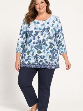 Talbots Blue & Teal Paisley Scoop Neck Tunic X